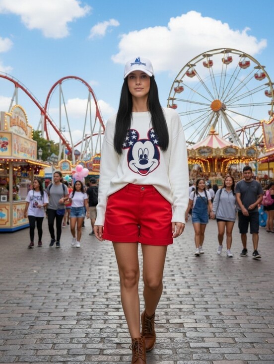 Old Navy Sweaters - Disney White Crewneck Sweater with Patriotic Mickey Appliqué